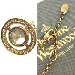 Vivienne Westwood Petite Orb Pendant Necklace Gold Color Rhinestone aq10415