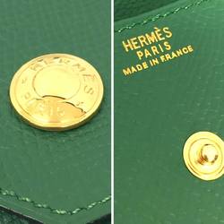 Hermes HERMES Le Vent Quatre coin purse, leather, green men's and women's wallet aq10317