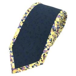 LOUIS VUITTON Necktie Narrow tie Navy x Yellow 100% cotton Men's aq10303