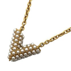 Louis Vuitton LOUIS VUITTON Collier Essential V Pearl M68358 Gold Color Motif Women's Necklace aq4965