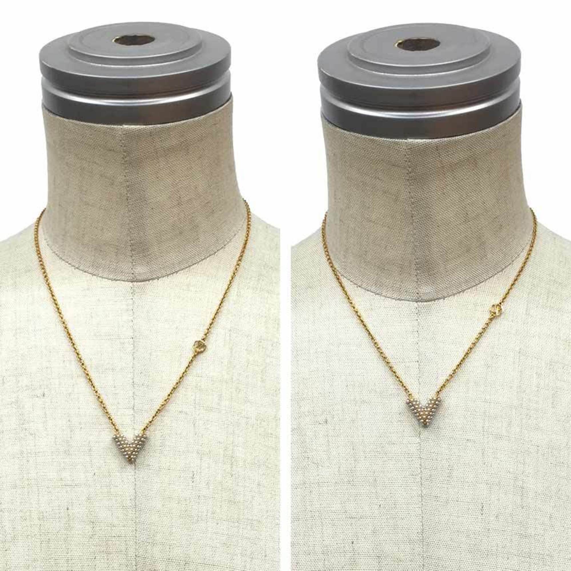 Louis Vuitton LOUIS VUITTON Collier Essential V Pearl M68358 Gold Color Motif Women's Necklace aq4965