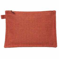 Hermes HERMES Flat Pouch Bora MM Orange 100% Cotton Bag in Clutch Canvas aq10313