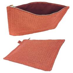 Hermes HERMES Flat Pouch Bora MM Orange 100% Cotton Bag in Clutch Canvas aq10313