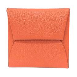 Hermes HERMES Bastia Coin Case PORTE-MONNAIE BASTIA Purse Orange Chevre Wallet aq10461