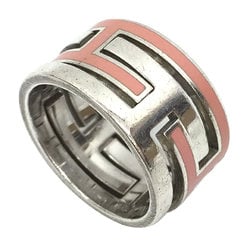 Hermes HERMES Move H Ash Ring #49 Silver x Pink AG925 Lacquer aq10452