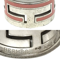 Hermes HERMES Move H Ash Ring #49 Silver x Pink AG925 Lacquer aq10452