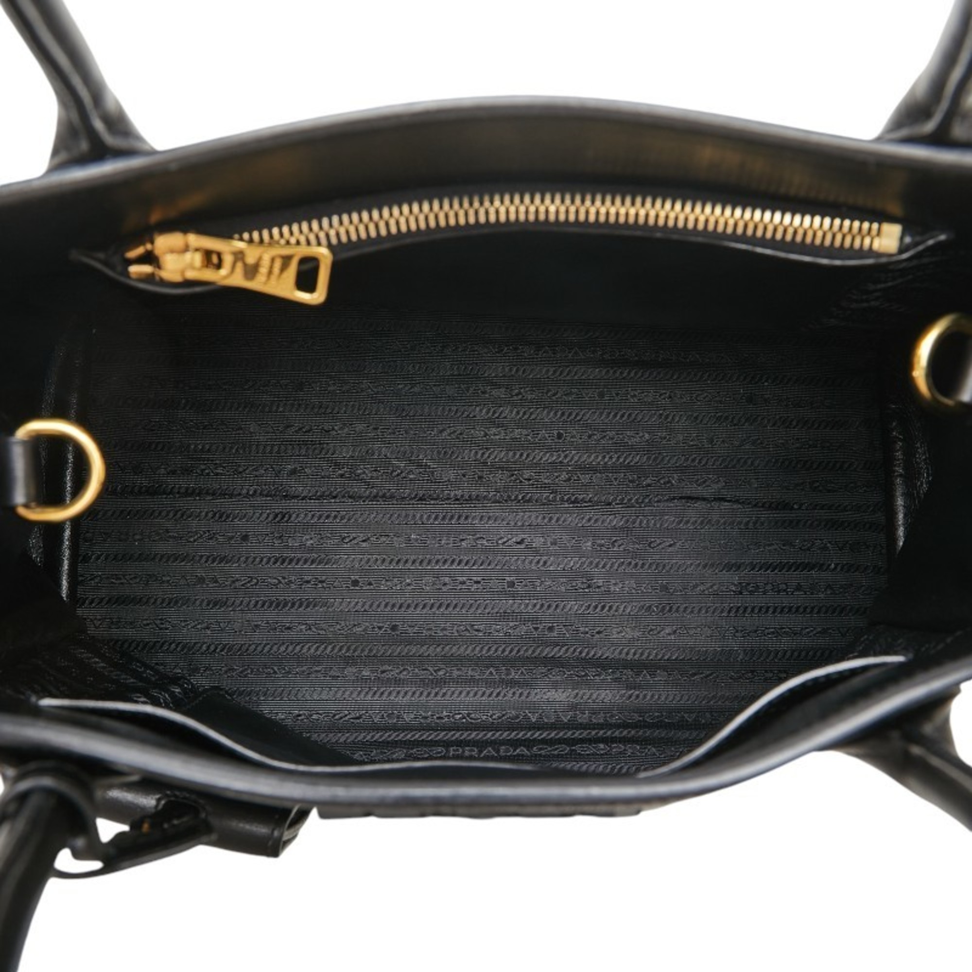 Prada Saffiano Handbag Shoulder Bag 1BA155 Black Leather Women's PRADA