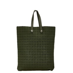 Hermes Amedaba handbag tote bag green cotton leather ladies HERMES