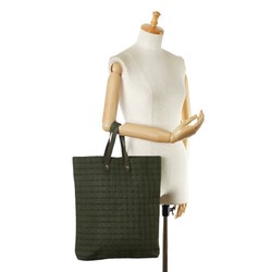 Hermes Amedaba handbag tote bag green cotton leather ladies HERMES