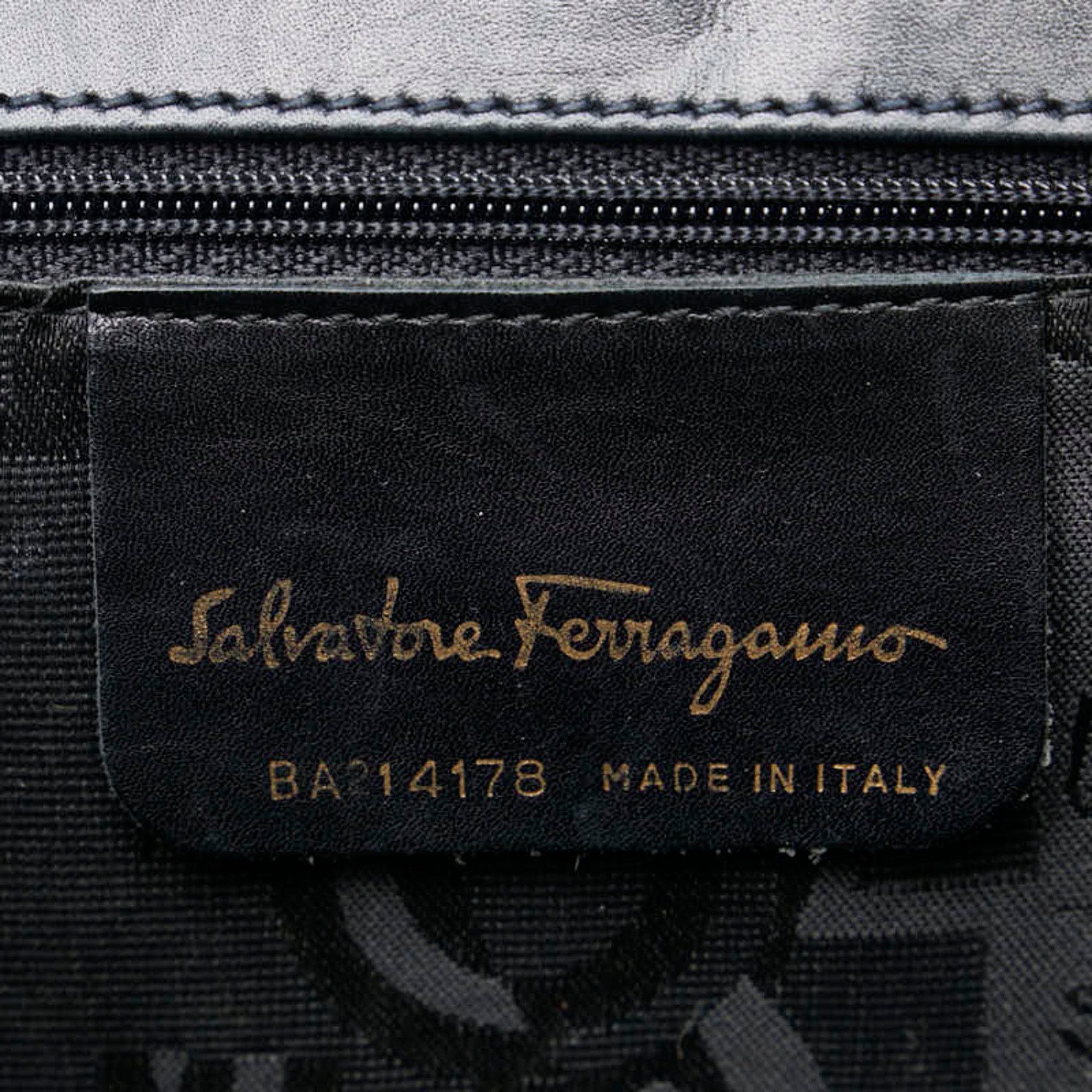 Salvatore Ferragamo Vara Ribbon Handbag Shoulder Bag BA214178 Black Leather Women's