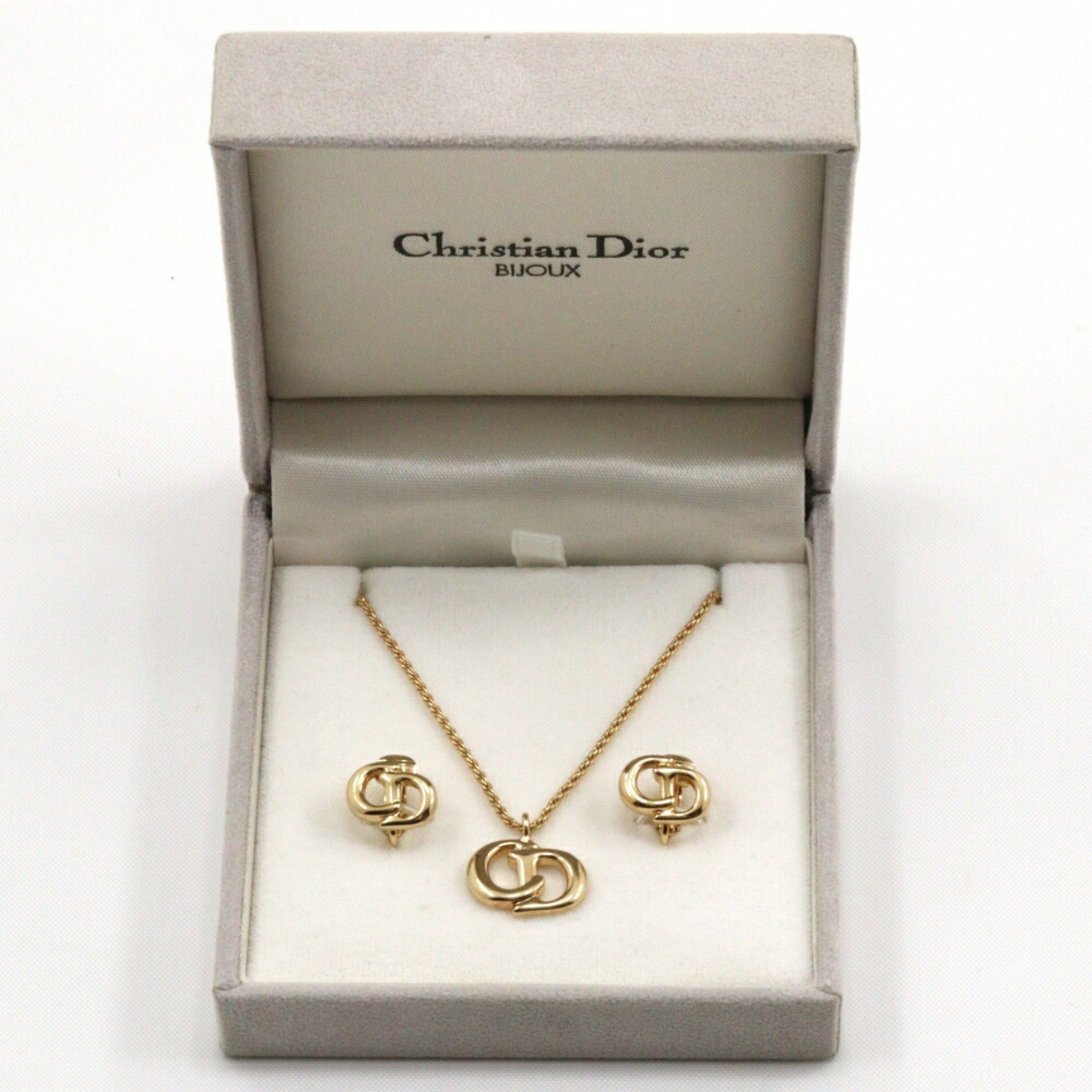 Christian Dior Earring Set Necklace Gold Plated Approx. 6.1g set for women