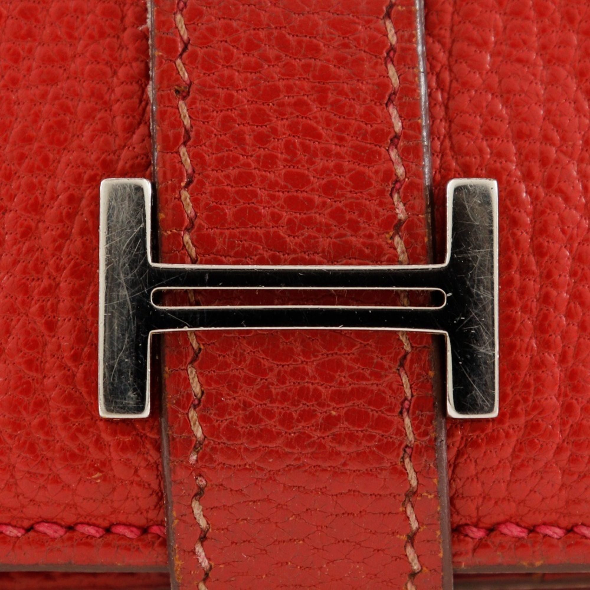 Hermes HERMES Beansufla Bi-fold Wallet 2007 Red □K Belt Clasp Women's W171724712