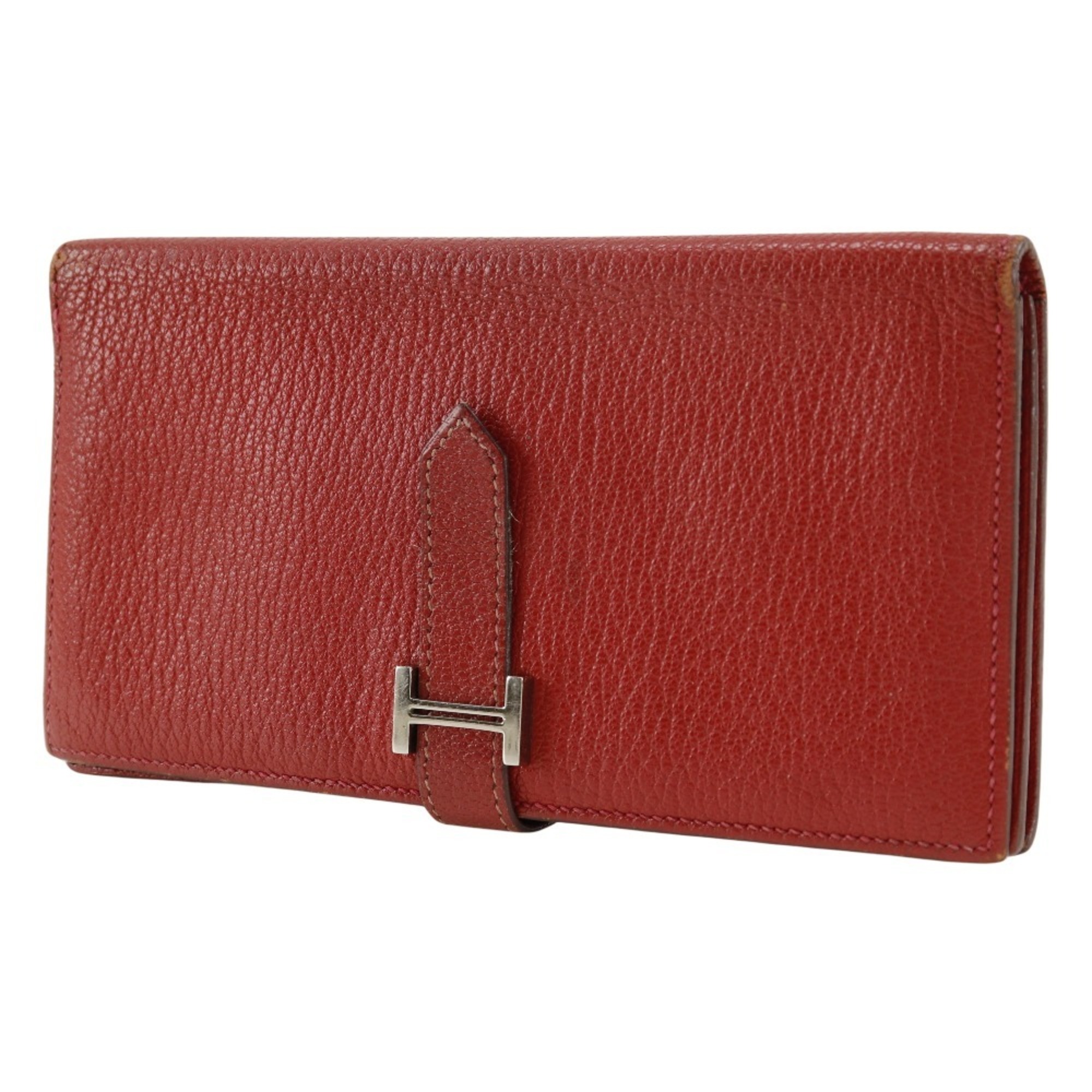 Hermes HERMES Beansufla Bi-fold Wallet 2007 Red □K Belt Clasp Women's W171724712