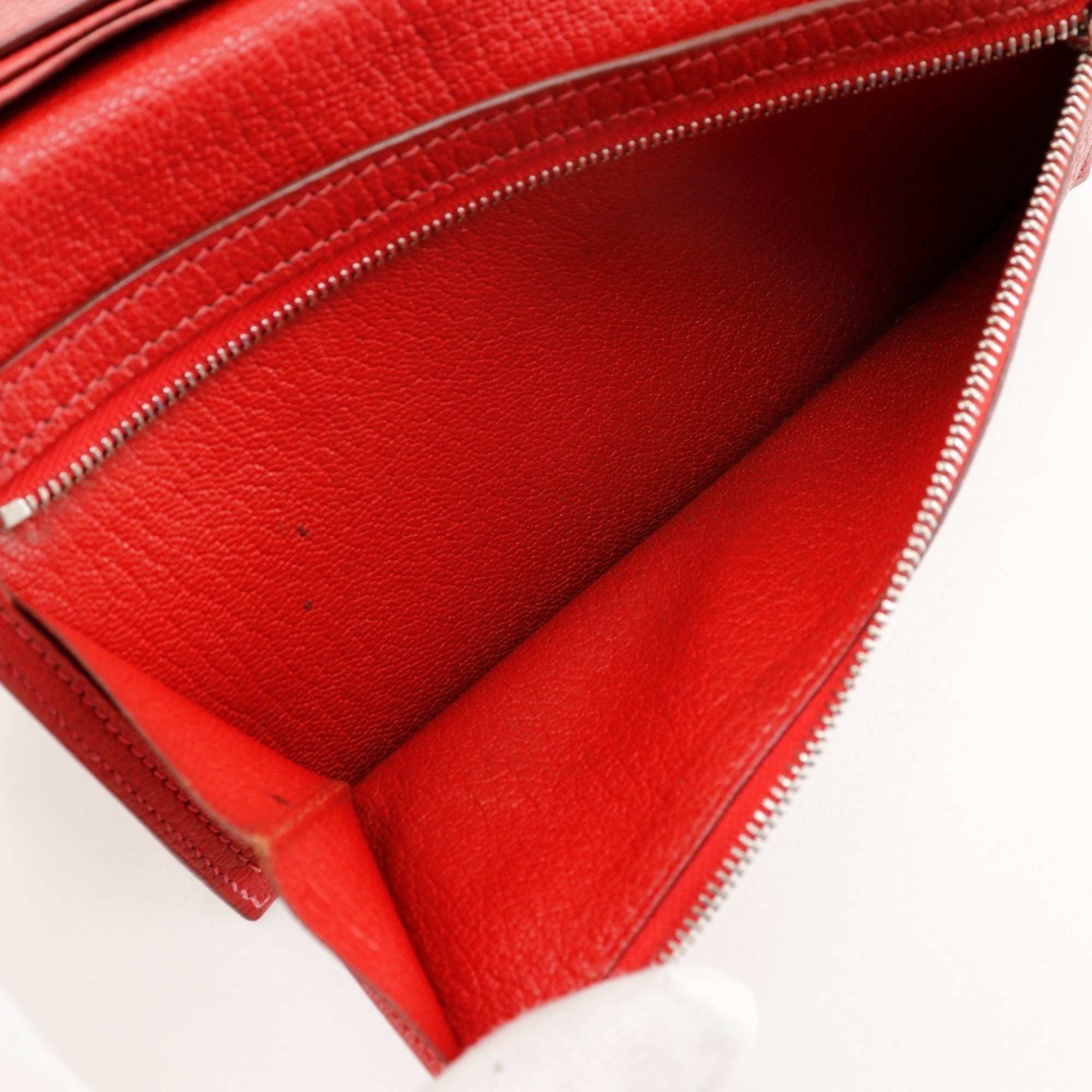 Hermes HERMES Beansufla Bi-fold Wallet 2007 Red □K Belt Clasp Women's W171724712