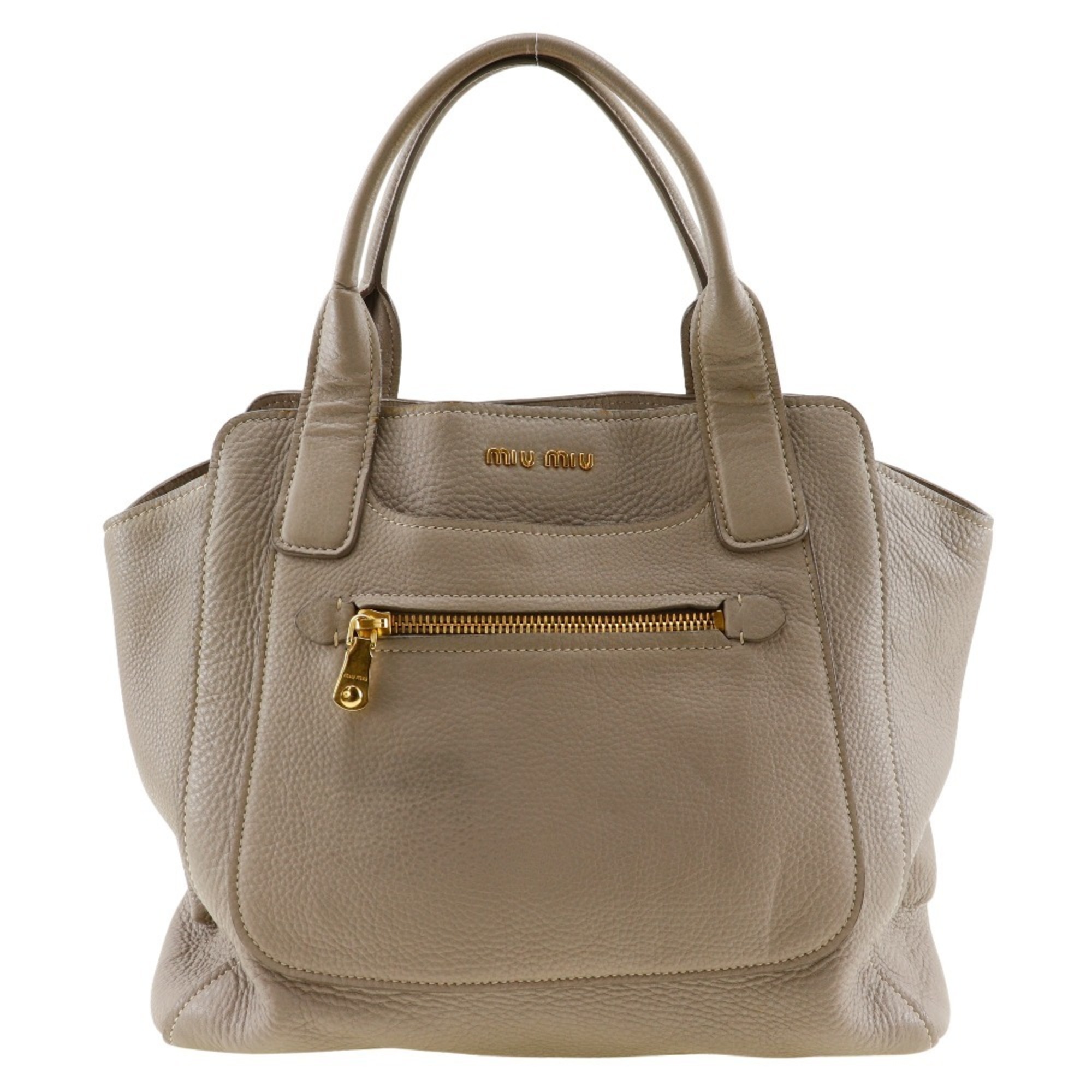 Miu Miu Miu Vittello Caribbean Tote Bag RN0908 Calf Grey Snap Button Women's