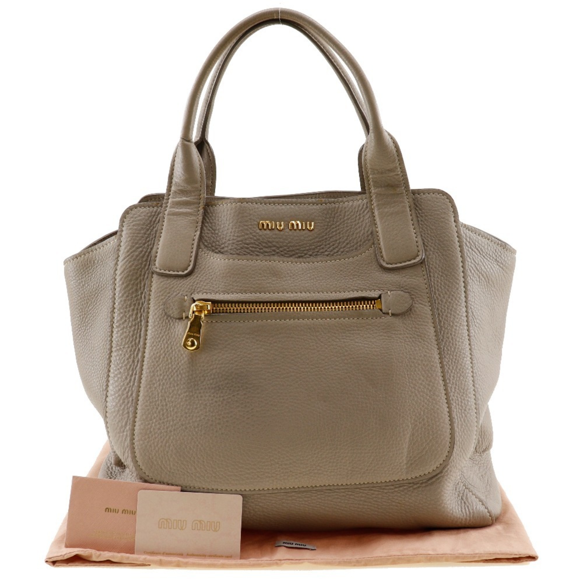 Miu Miu Miu Vittello Caribbean Tote Bag RN0908 Calf Grey Snap Button Women's