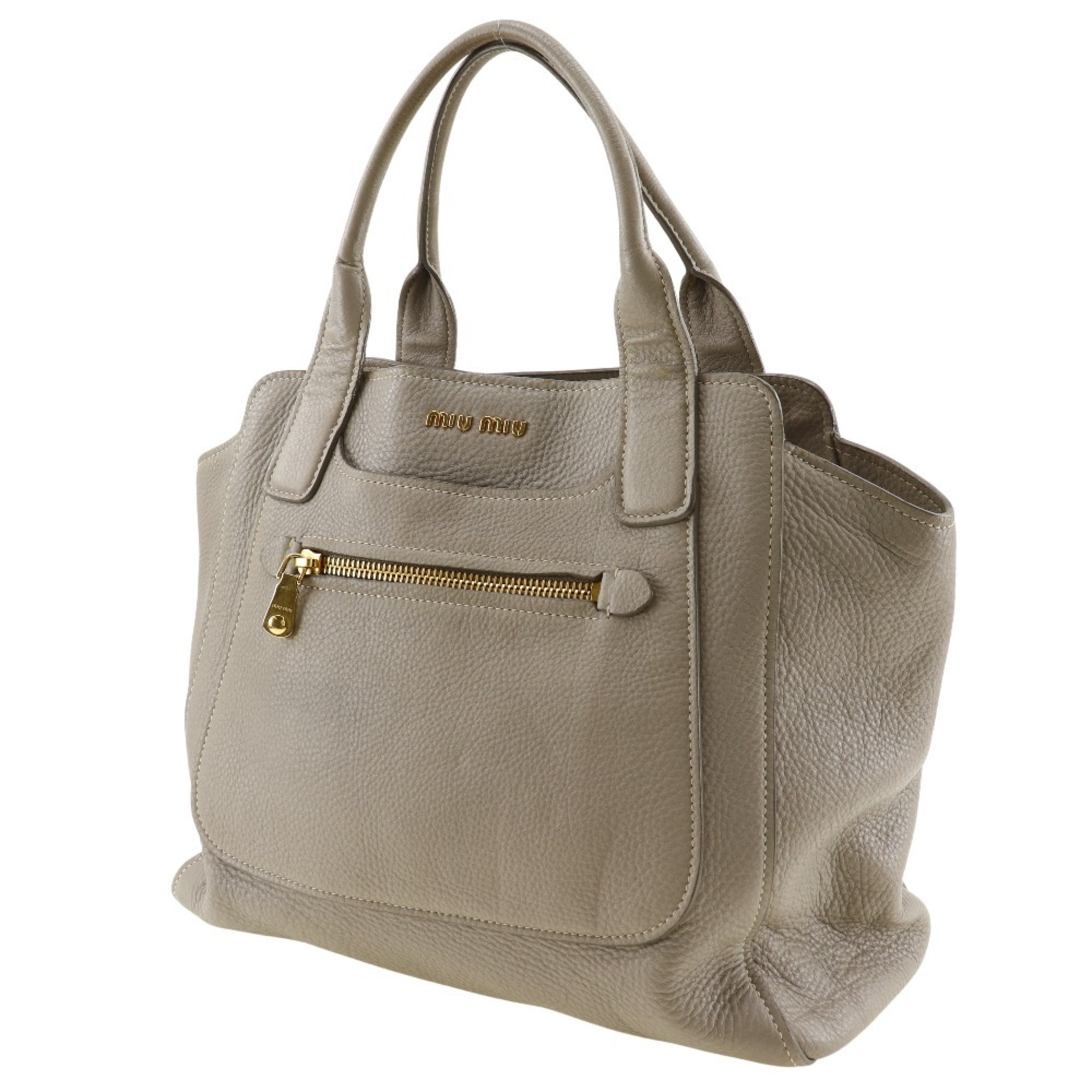 Miu Miu Miu Vittello Caribbean Tote Bag RN0908 Calf Grey Snap Button Women's