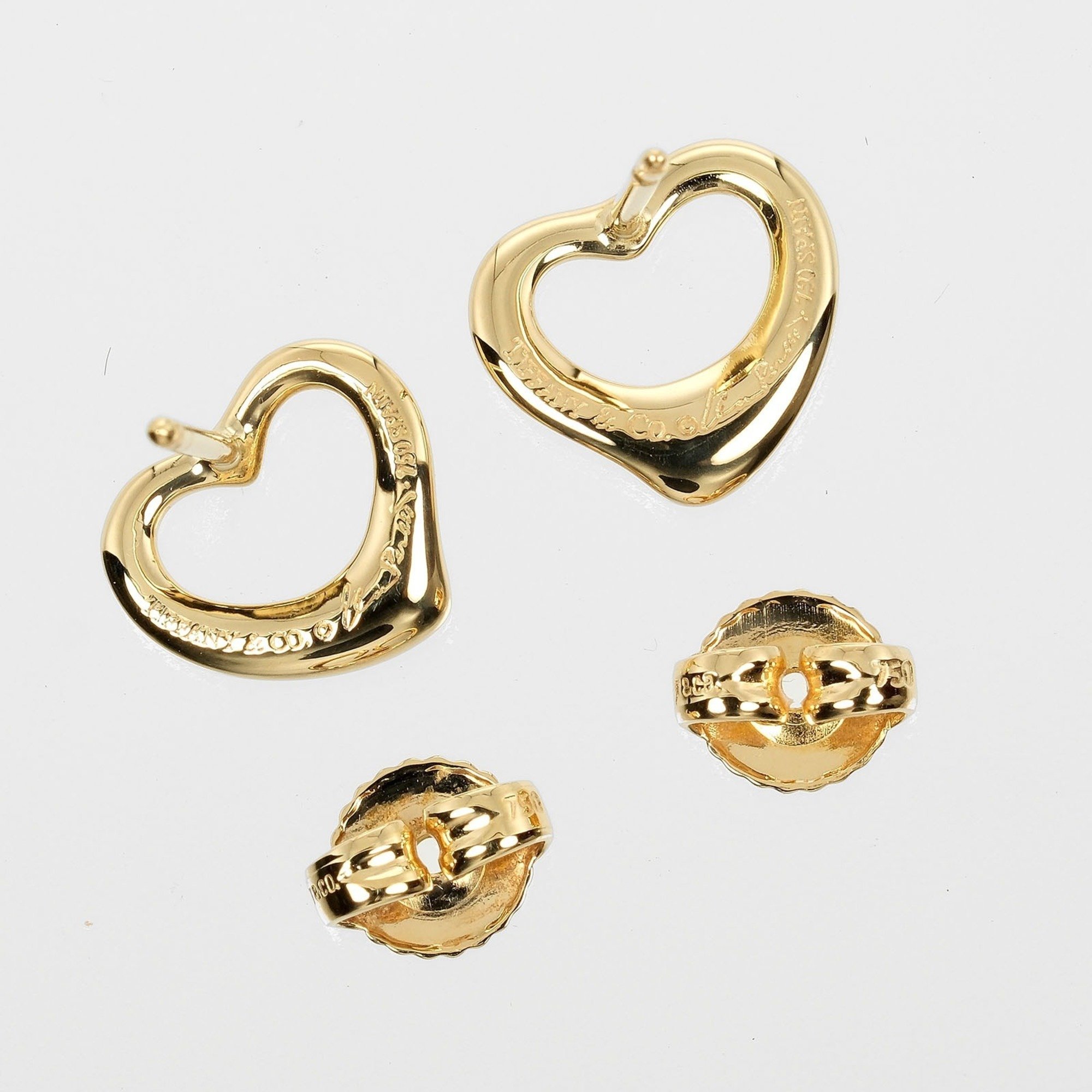 Tiffany TIFFANY&Co. Heart Earrings K18YG Yellow Gold Approx. 2.66g