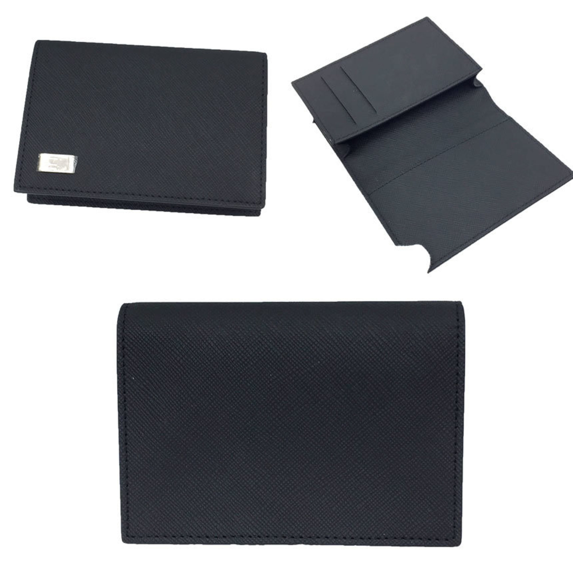 Dunhill Business Card Holder Case Plain L225CIN Black Men's Small Wallet aq10445