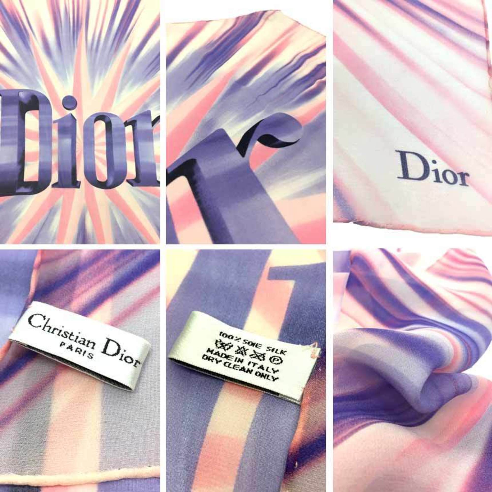 Christian Dior Silk Chiffon Scarf Muffler Pink x Purple aq10260