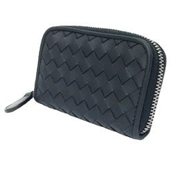 BOTTEGA VENETA Intrecciato Leather Coin Case Card Round Black Nappa Lambskin Storage Bottega Wallet aq10443