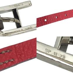 Hermes HERMES Leather Bracelet Behapi Double Tour Etoupe Red Women's aq10368