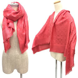 Louis Vuitton LOUIS VUITTON Shawl Monogram Stole Large Silk x Wool Raspberry Small aq10459