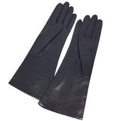 HERMES Hermes Leather Gloves #7 Black Women's Margiela Small aq10400