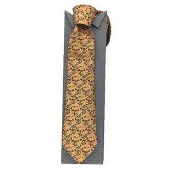 Hermes HERMES Necktie Silk Twill Tie Monkey Crocodile Light Camel Men's Small aq10376