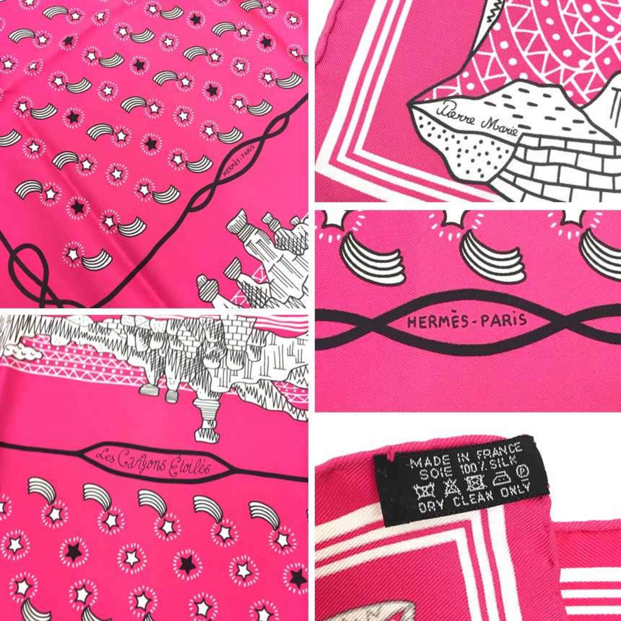 HERMES Hermes Bandana Carre 55 Les Canyons Etoiles From the canyons to stars Cruisetrain Limited pattern Pink 100% silk aq10395