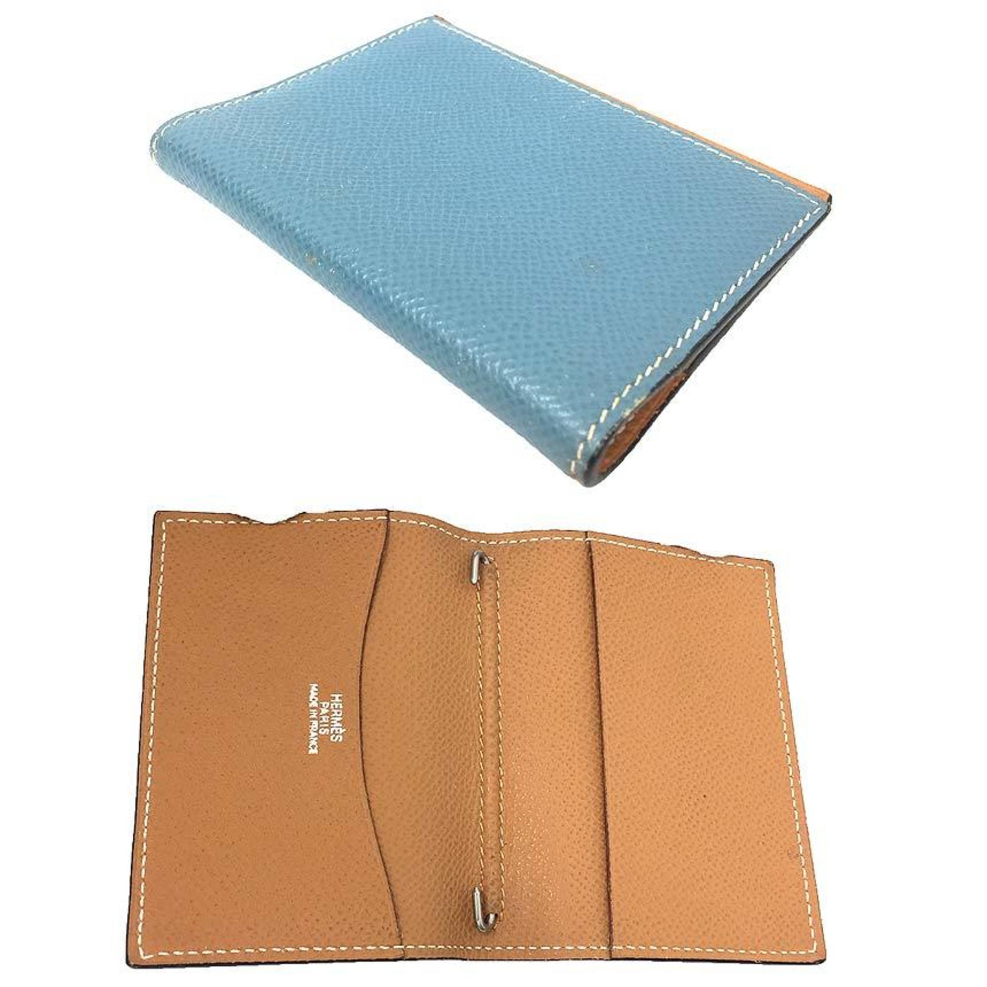 HERMES Agenda Planner Cover Blue Jean Bicolor Leather □ E Stamp Hermes aq10394