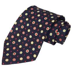 BVLGARI Bulgari Necktie 100% Silk Navy Men's Small aq10403