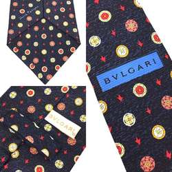 BVLGARI Bulgari Necktie 100% Silk Navy Men's Small aq10403