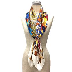 HERMES Hermes Scarf Muffler Carre 90 LE ROBINSON CHIC/Chic Robinson White 100% Silk aq10322