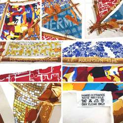 HERMES Hermes Scarf Muffler Carre 90 LE ROBINSON CHIC/Chic Robinson White 100% Silk aq10322