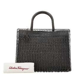 Salvatore Ferragamo Wire Handbag Silver Black Metal Women's