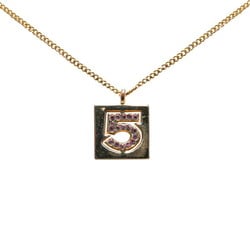 Chanel No.5 Rhinestone Necklace Gold Pink Plated Women's CHANEL