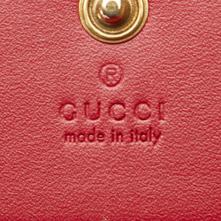 Gucci GG Supreme Cherry Flap Compact Wallet 476050 Beige Red PVC Leather Women's GUCCI