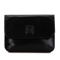 LOEWE Anagram Pouch Black Leather Women's