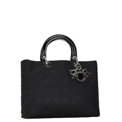 Christian Dior Dior Cannage Lady Handbag Shoulder Bag Black Canvas Leather Women's