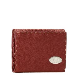 FENDI Selleria Long Wallet Bi-fold Brown Leather Women's