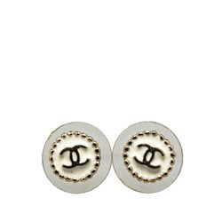 Chanel Coco Mark Earrings Gold White Plated Women's CHANEL