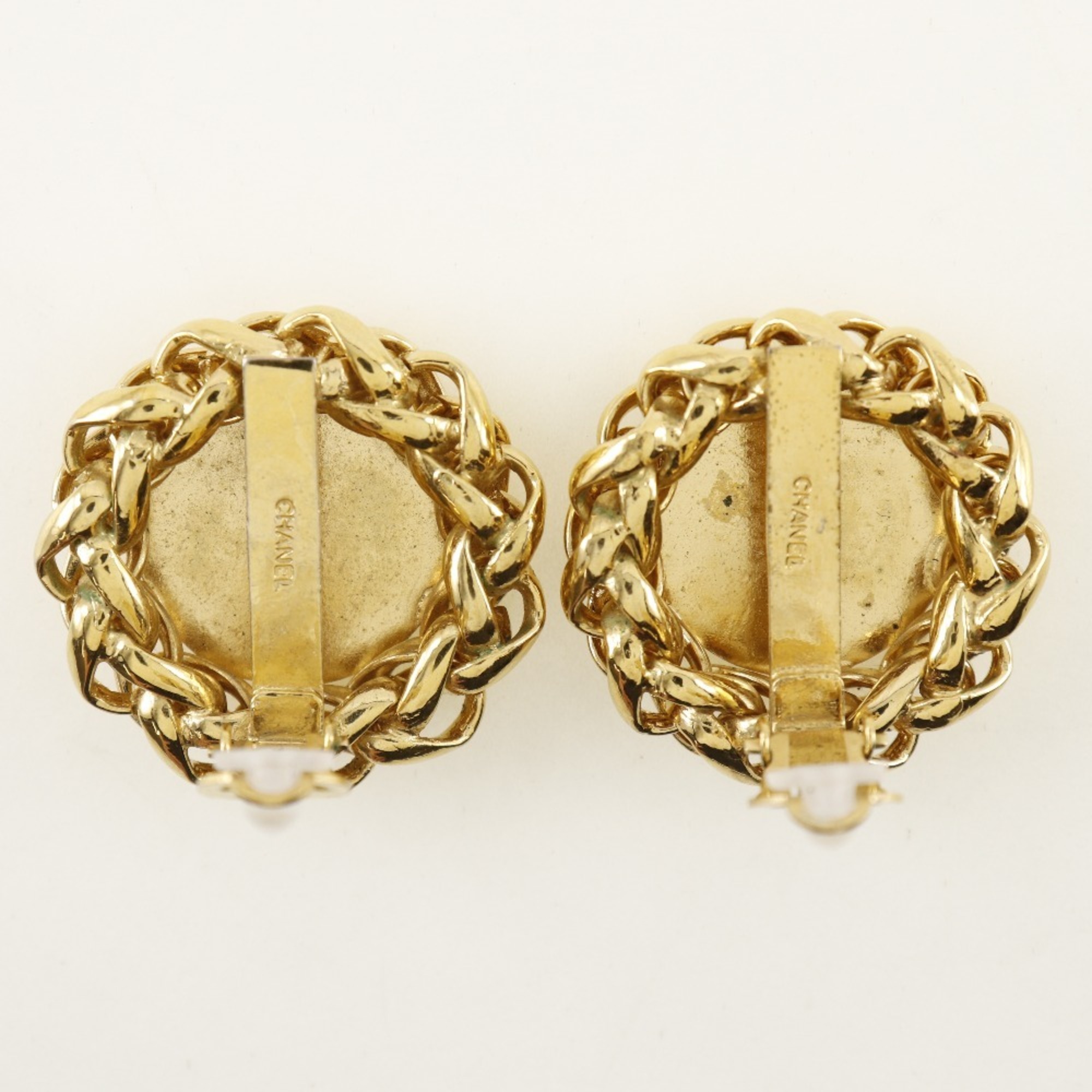 CHANEL Rice motif earrings, gold plated, approx. 50.0g, motif, women's