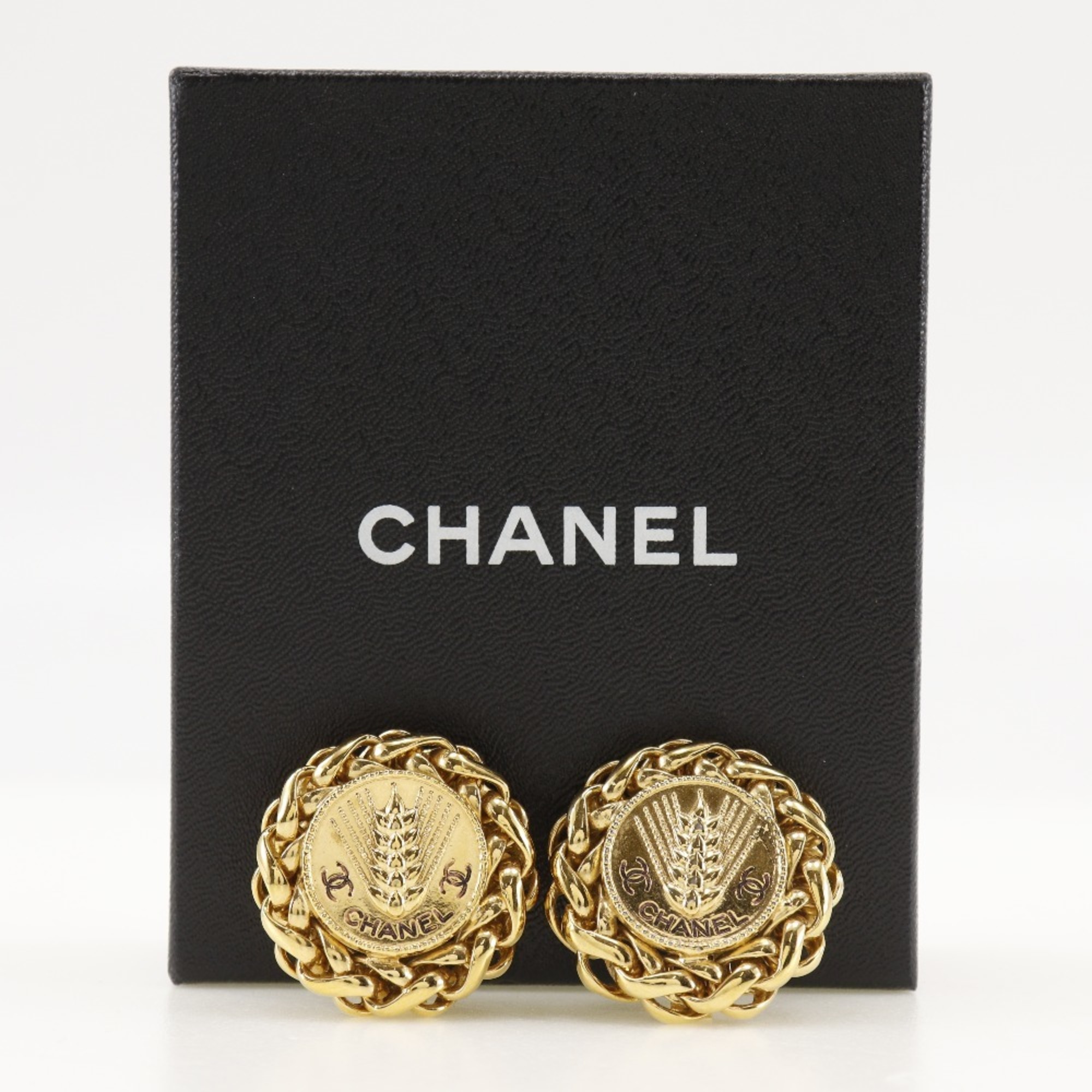 CHANEL Rice motif earrings, gold plated, approx. 50.0g, motif, women's