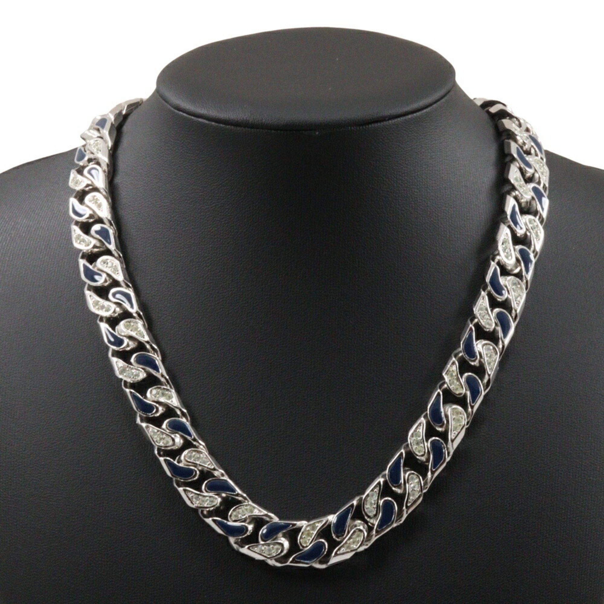 Christian Dior Earring Set Necklace x Rhinestone Made in Germany Silver Approx. 109.2g set for women