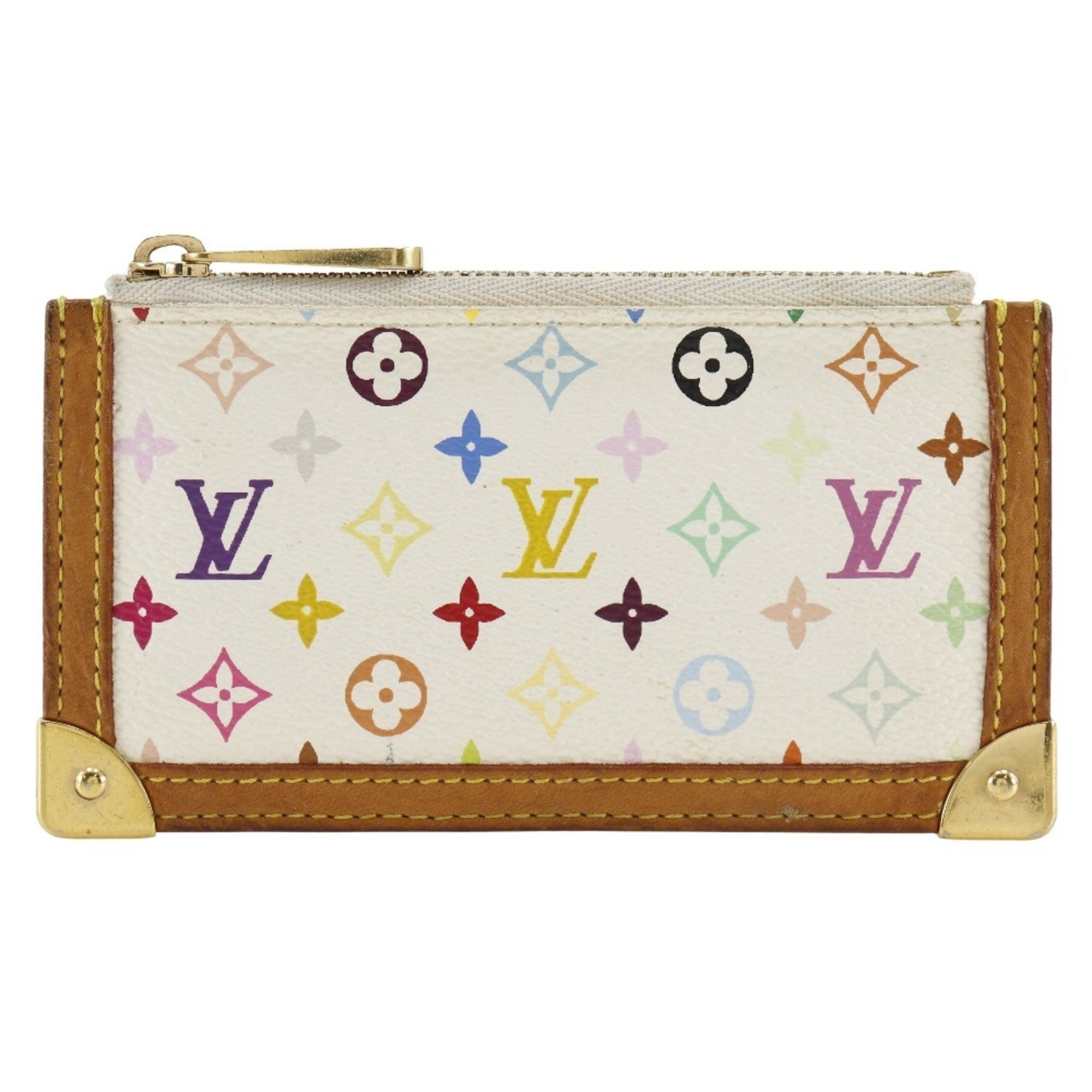 Louis Vuitton LOUIS VUITTON Pochette Cre Coin Case M92655 Monogram Multicolor Blanc 2003 White CA0043 Women's S180824929