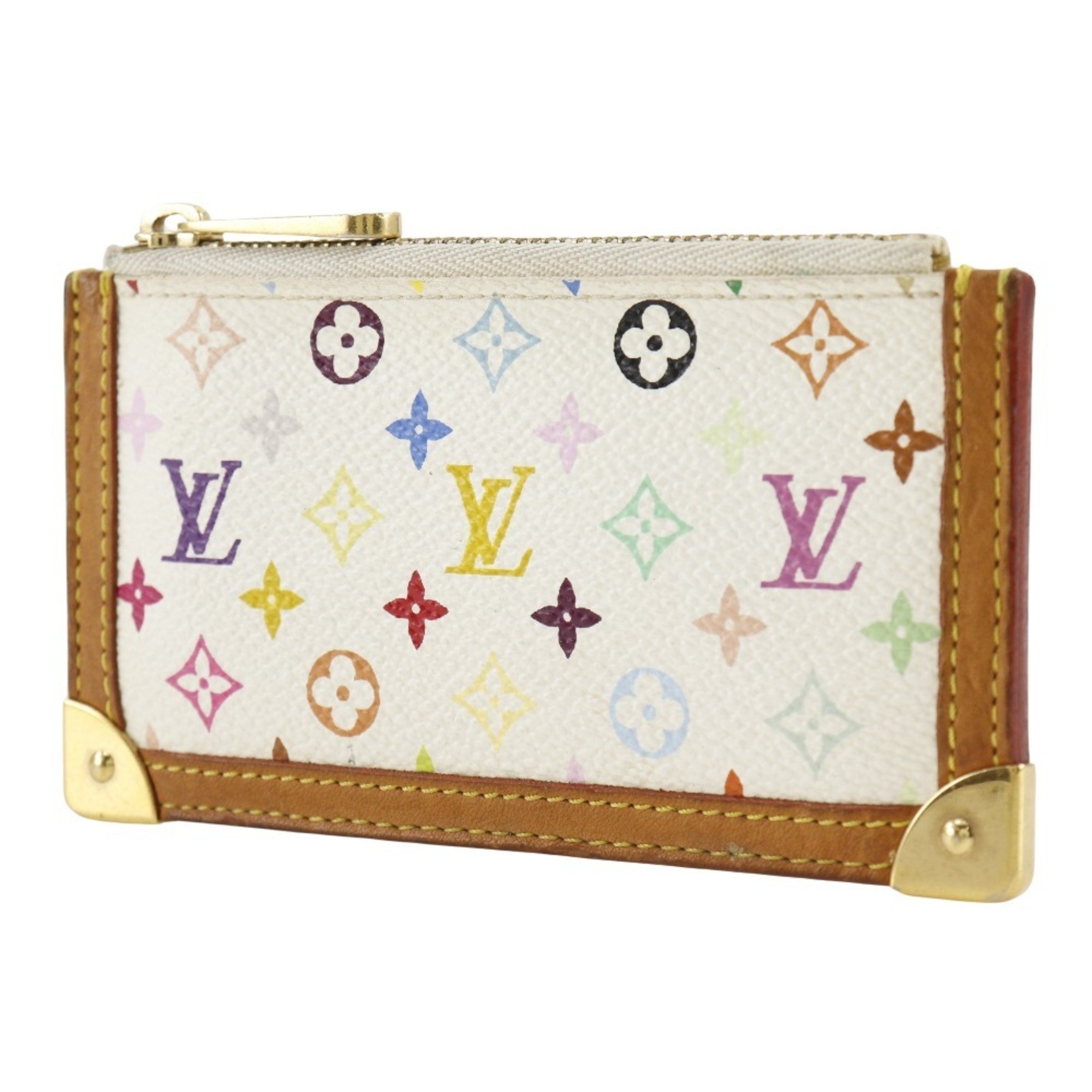 Louis Vuitton LOUIS VUITTON Pochette Cre Coin Case M92655 Monogram Multicolor Blanc 2003 White CA0043 Women's S180824929