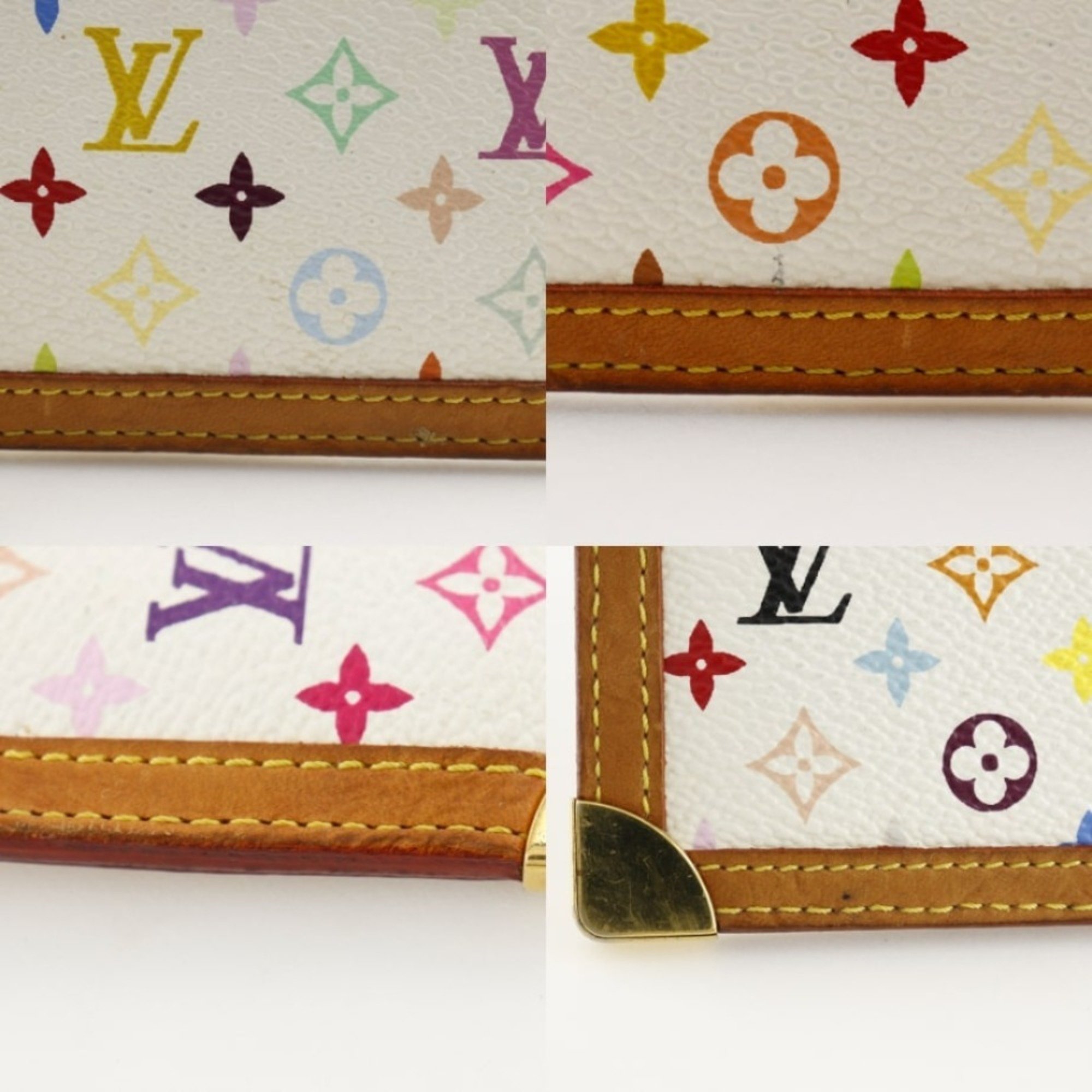 Louis Vuitton LOUIS VUITTON Pochette Cre Coin Case M92655 Monogram Multicolor Blanc 2003 White CA0043 Women's S180824929