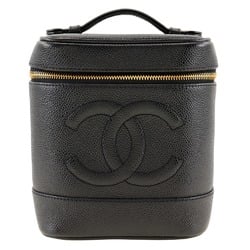 CHANEL Vanity Handbag A01998 Caviar Skin Black Women's