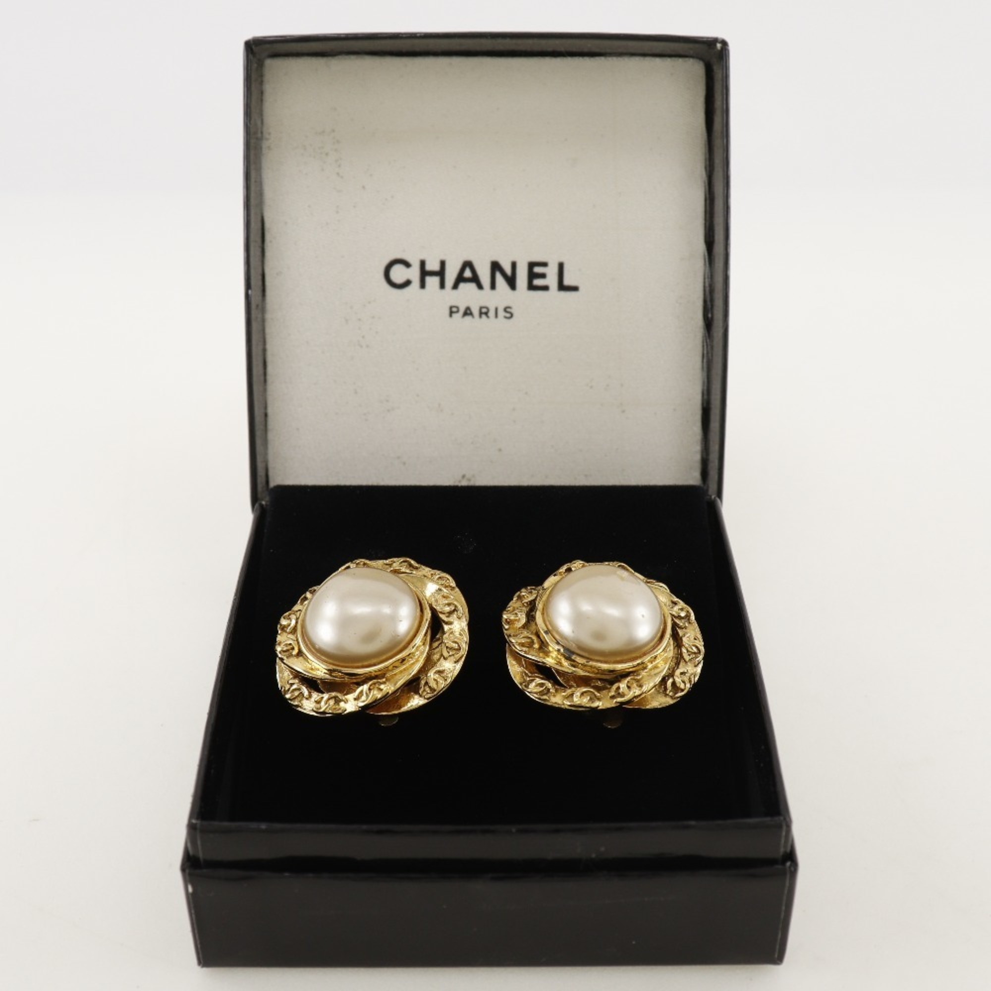 Chanel CHANEL Coco Mark Earrings Gold Plated x Fake Pearl 1993 93A Approx. 25.1g COCO Women's